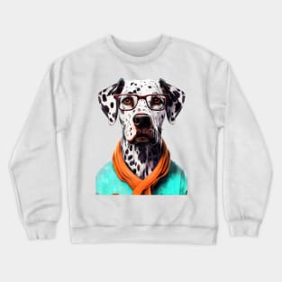 Hipster Dog Dalmatian #Dalmatian Crewneck Sweatshirt